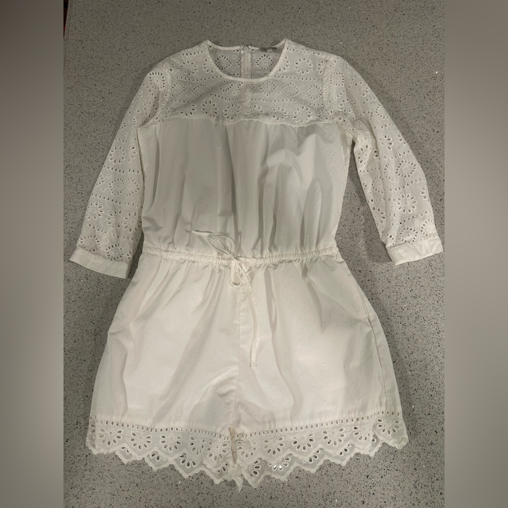 Madewell Off White Eyelet Romper Jumpsuit 2 Small XS